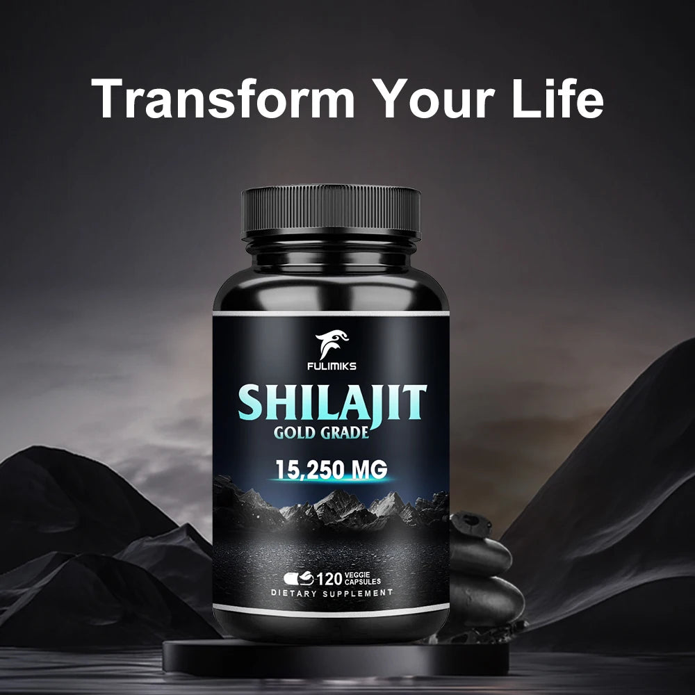 Pure Shilajit Supplement, Immune Support, Support Men and Women's Overall Health, Replenishes Body Minerals, 120 Capsules