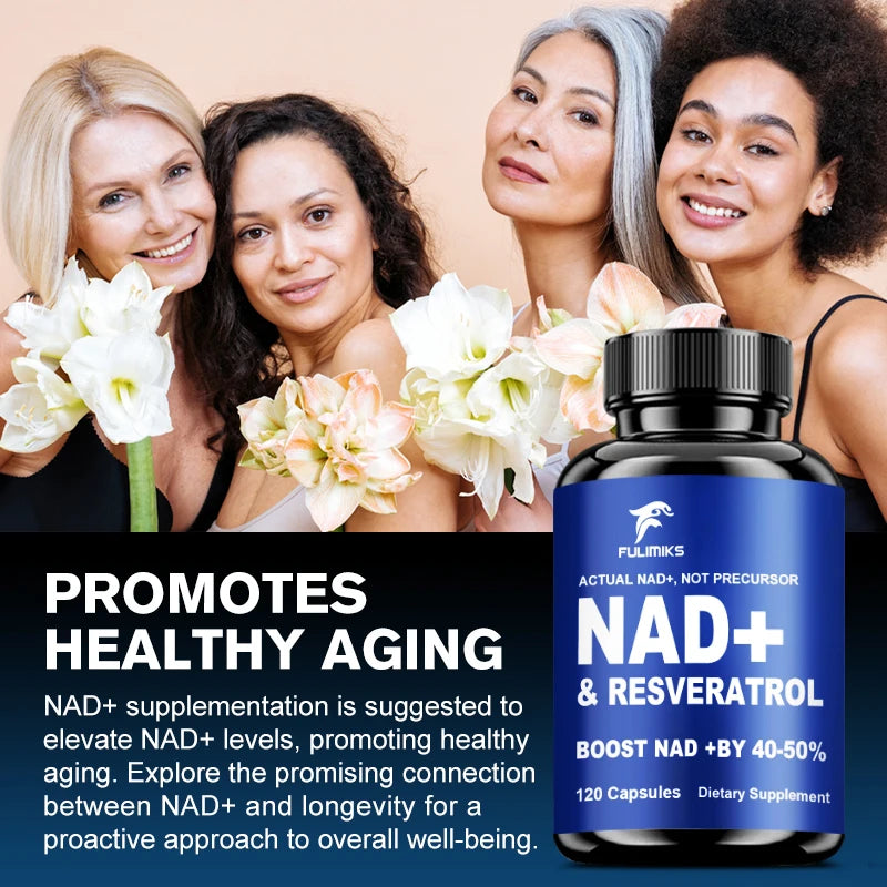 Premium NAD+ Supplement, with Pure NAD+ & Trans-Resveratrol,Vitamin, Support Cellular, Skin, Hair & Nail Health, Immune, sleep