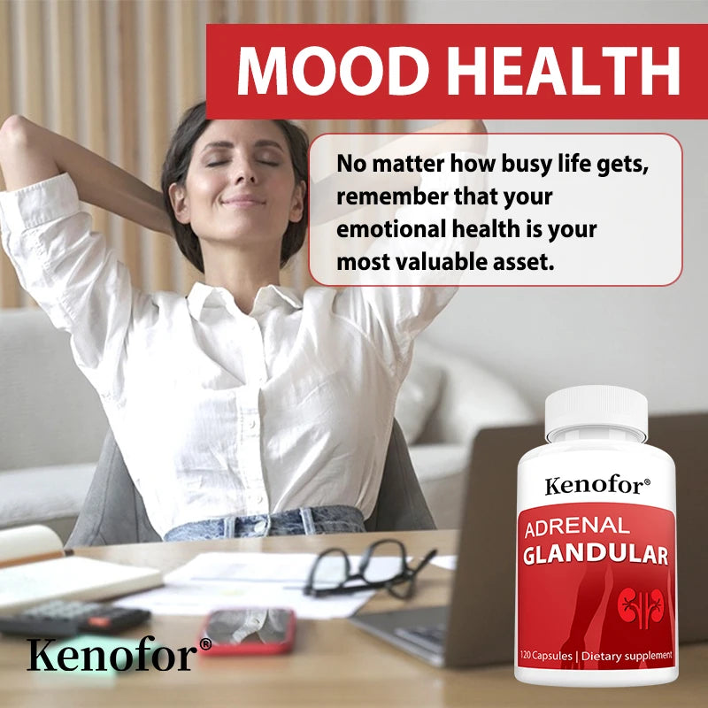 Adrenal Support Supplements, Supports Cortisol Health & Energy Levels, Stress Relief & Immune System, 120 Capsules, Non-GMO