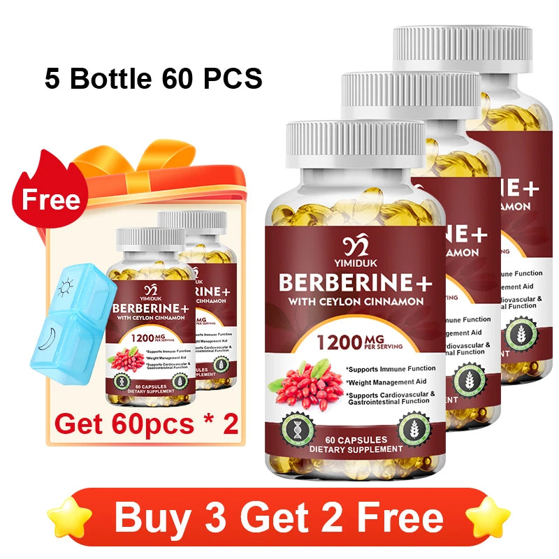 YIMIDUK Berberine Supplement, with Cinnamon & Bitter Melon, Support Heart Health, Weight Management, Cognitive Clarity