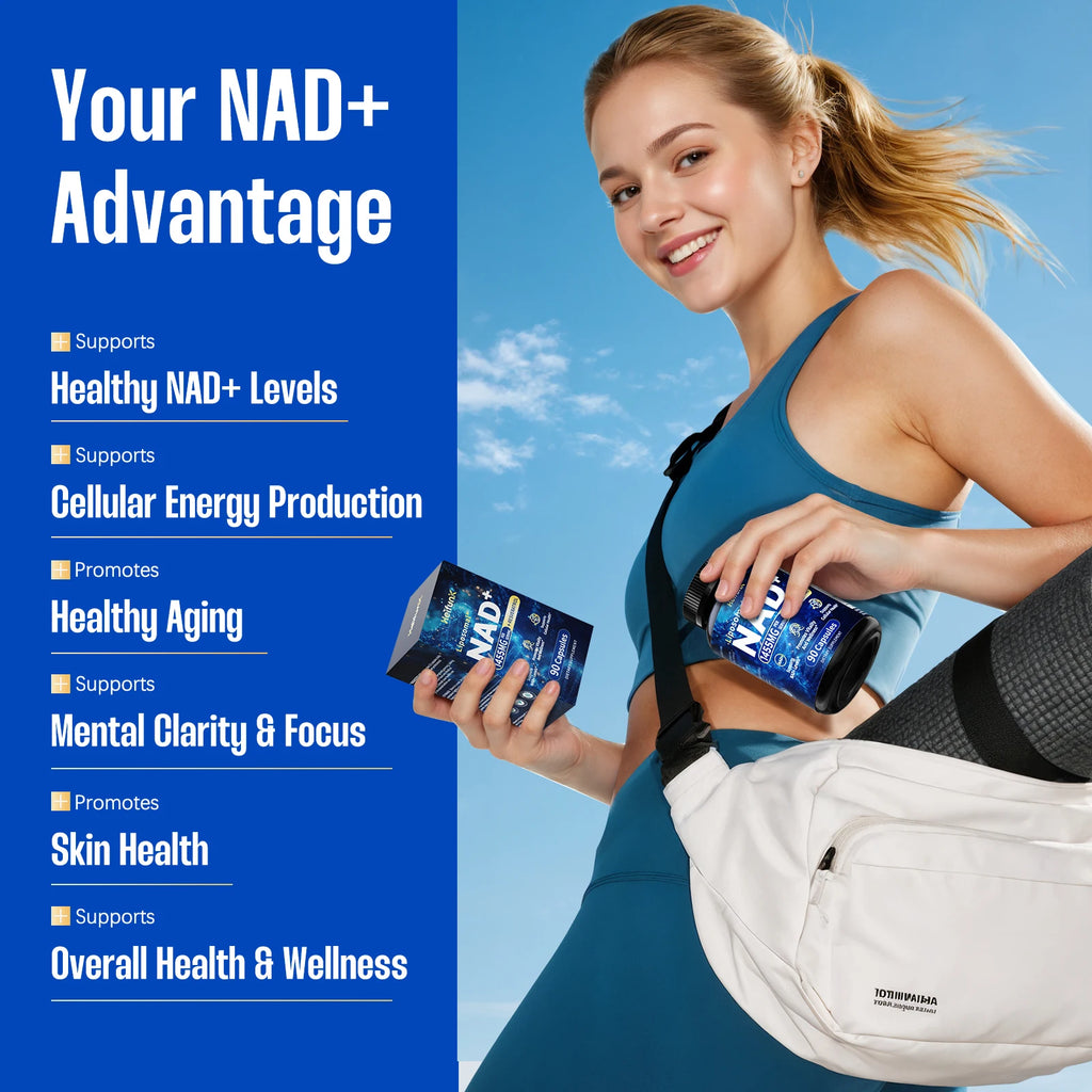 NAD+ Anti Aging Cell Booster Resveratrol Supplement Capsules with Niacinamide Support Cellular Health for Men & Women, Non-GMO