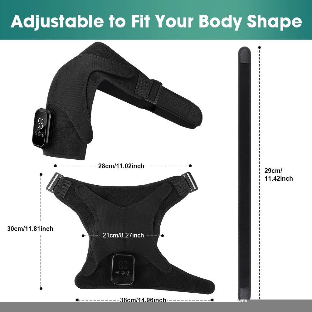 Electric Heating Shoulder Brace Vibration Hot Compress Shoulder Massage Support Belt Strap For Joint Brace Care Muscle Relaxatio