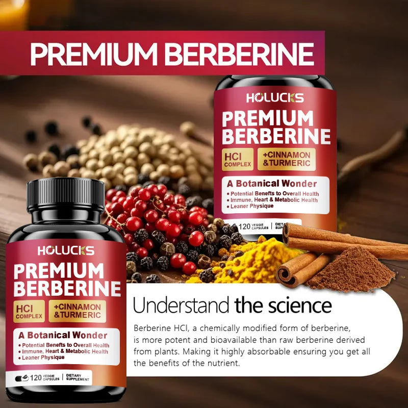 Berberine Supplements, with Cinnamon & Turmeric, Support Metabolic Health, Immune Balance & Wellness  for Daily Life