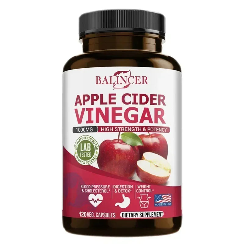 Apple Cider Vinegar Supplement - Fat Burning, Weight Management, Detox, Improves Digestion, Non-GMO- 120 Capsules