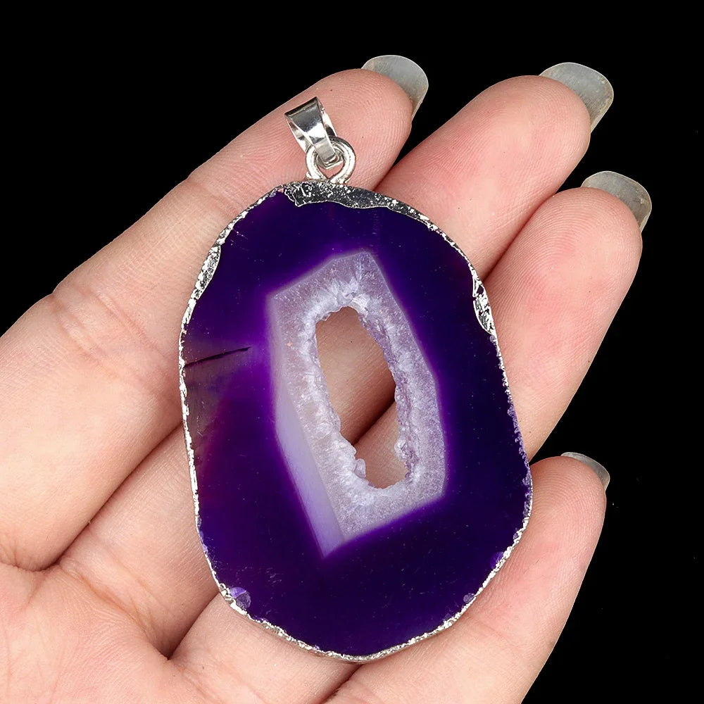 Natural Stone Onyx Pendant Gold Plated Slice Agate Onyx for Trendy Jewelry Making Diy Women Necklace Earring Supply