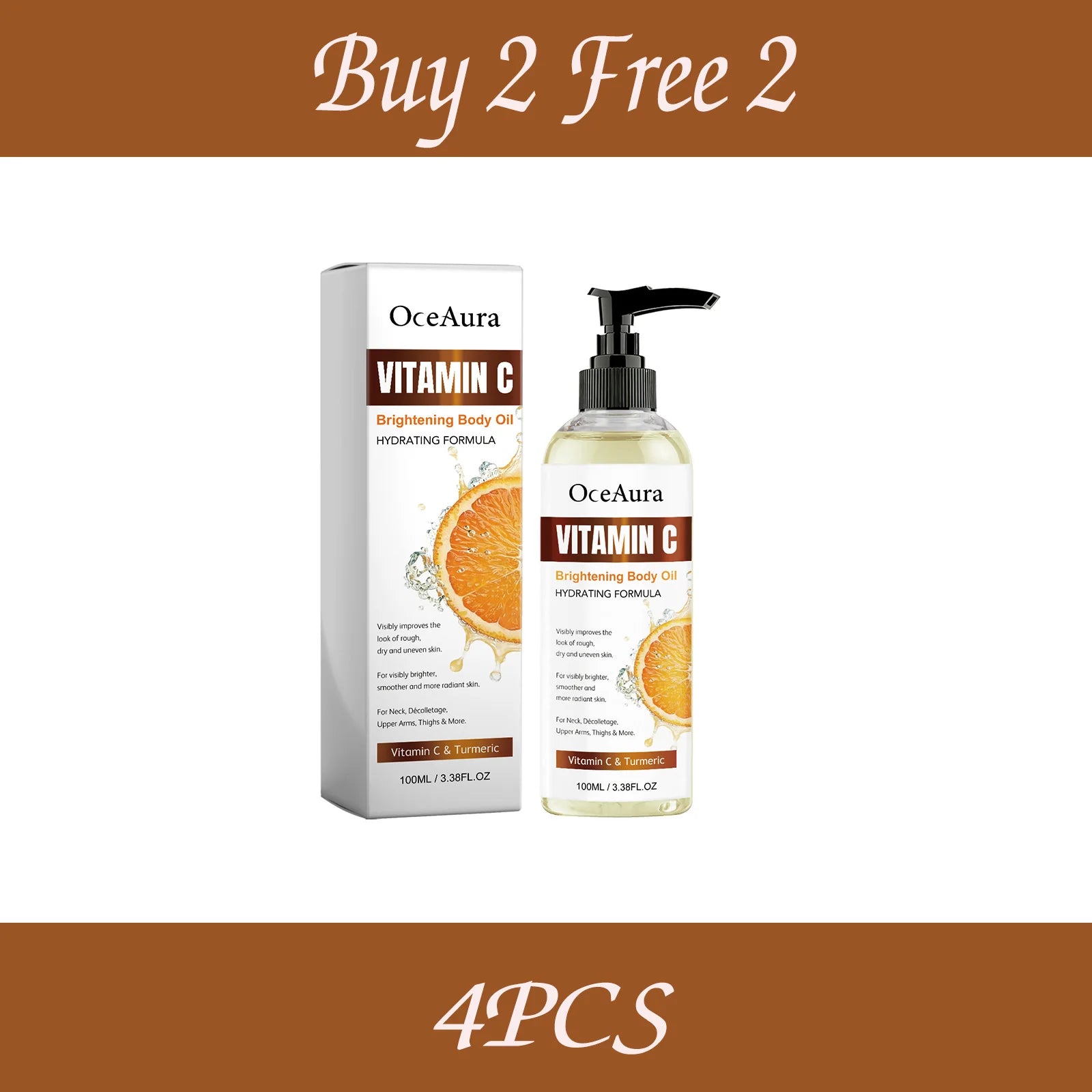 OceAura 100ml Vitamin C Skin Care Body Oil Moisturizes Skin Smooth, Moist and Shiny Skin Care Body Oil