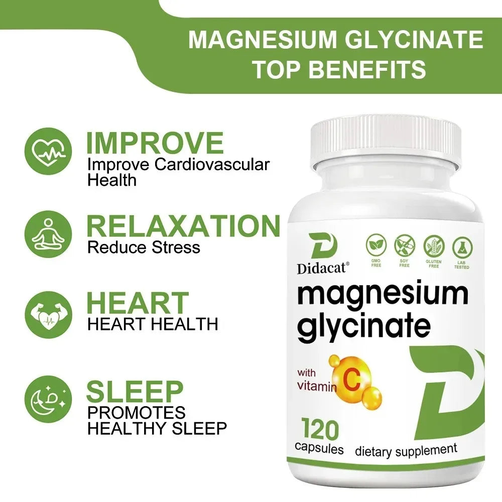 Magnesium Glycinate + Zinc Supplement Capsules, High Absorption, Support Sleep Health, Bone Joint, Brain, Strengthen Immune