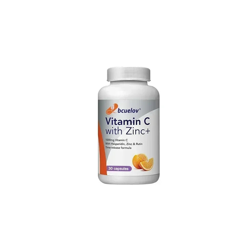 Organic Vitamin C + Zinc Capsules, High Absorption Immune Support, Antioxidant, Collagen Health Supplement - 30/60/120 Counts