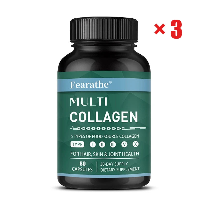 Advanced Multi Collagen with Vitamin C, Hair Skin and Nails Health Vitamins for Women and Men - with Types I II III V X