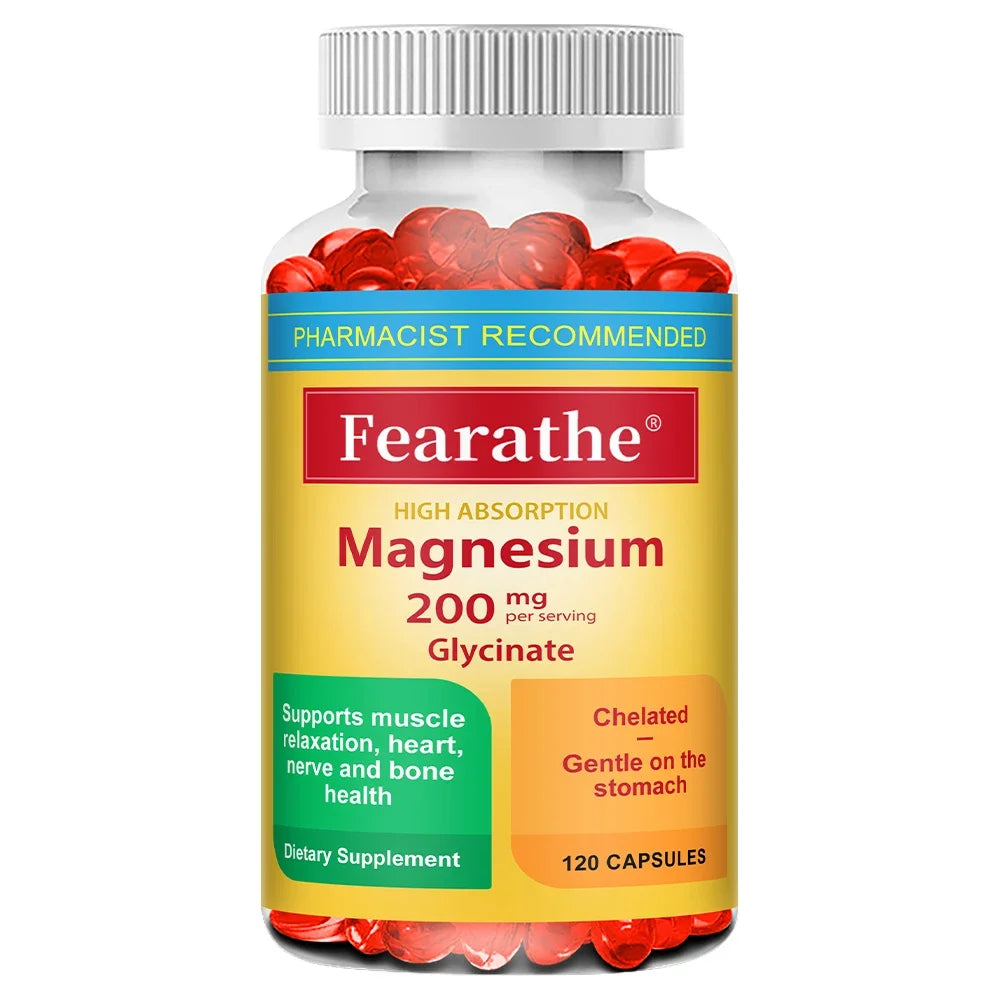 200 Mg Magnesium Glycinate Capsules To Improve Sleep Quality, Support Joint and Bone Marrow Health, and Boost The Immune System