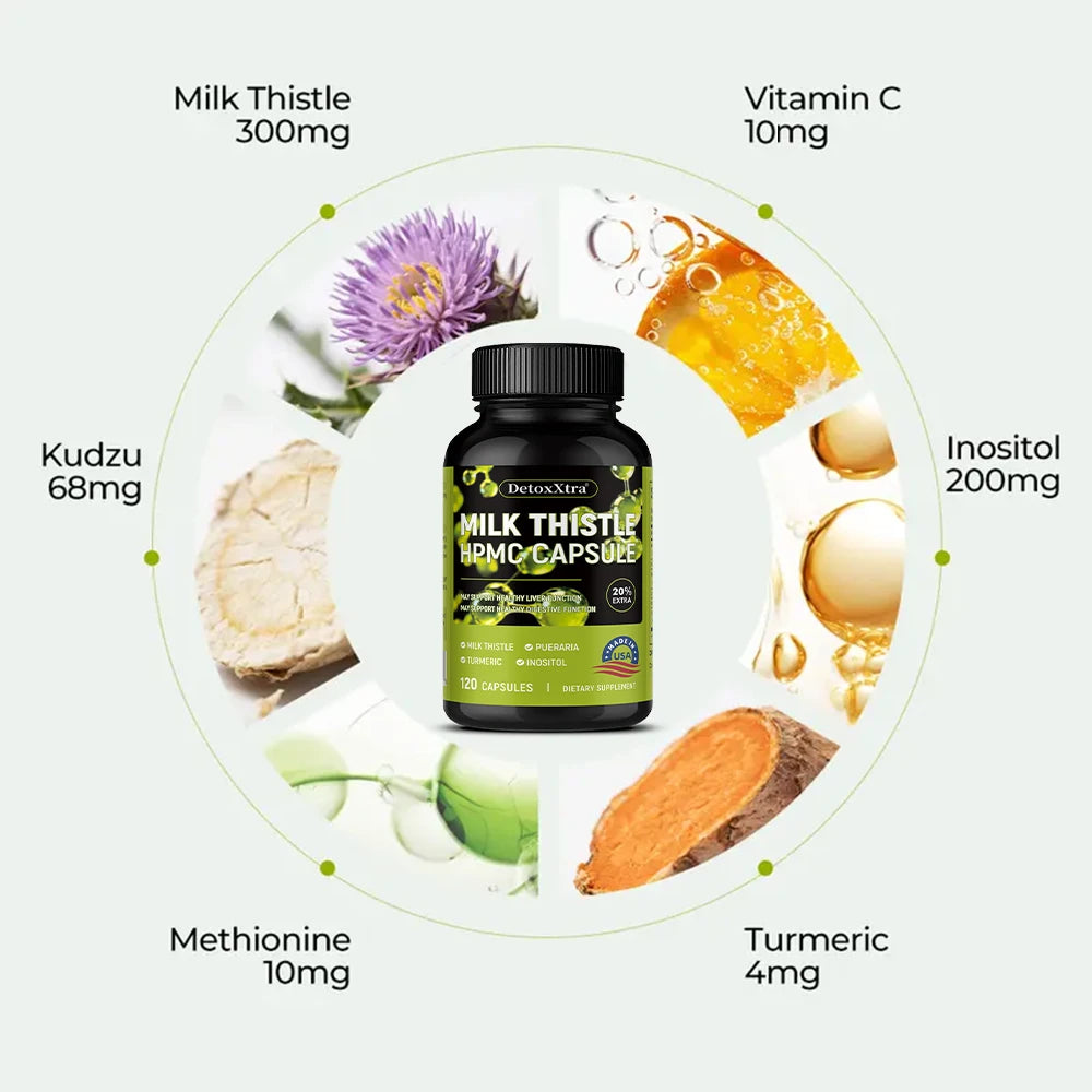 Milk Thistle Liver Cleanse Detox Health Supplement, Supports Healthy Liver Function Men & Women, Boosts Immunity, Antioxidant
