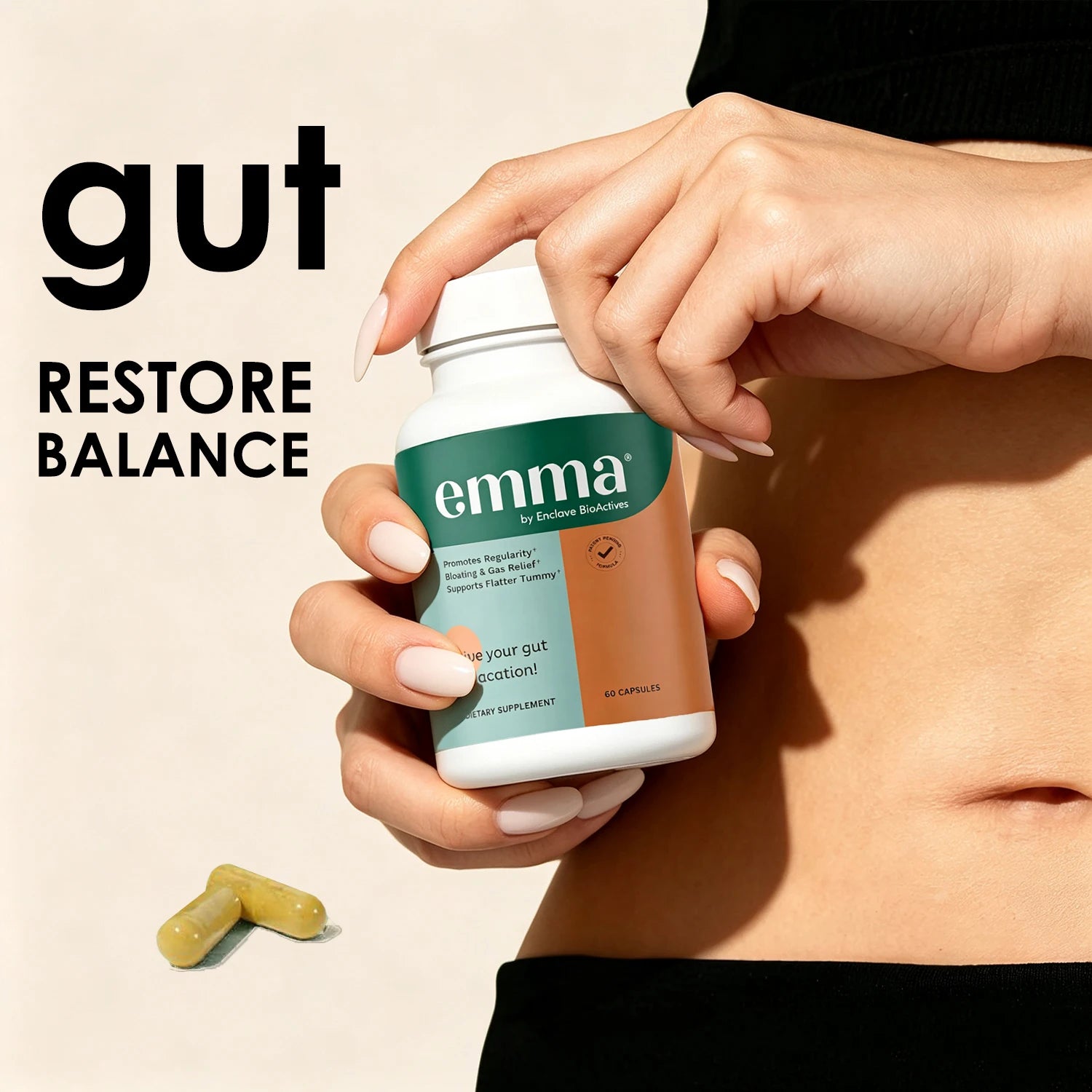 Gut Health Relief Supplement for Women & Men, Leaky Gut & Digestive Support for Constipation, Bloating & Gas Relief, 60 Capsules