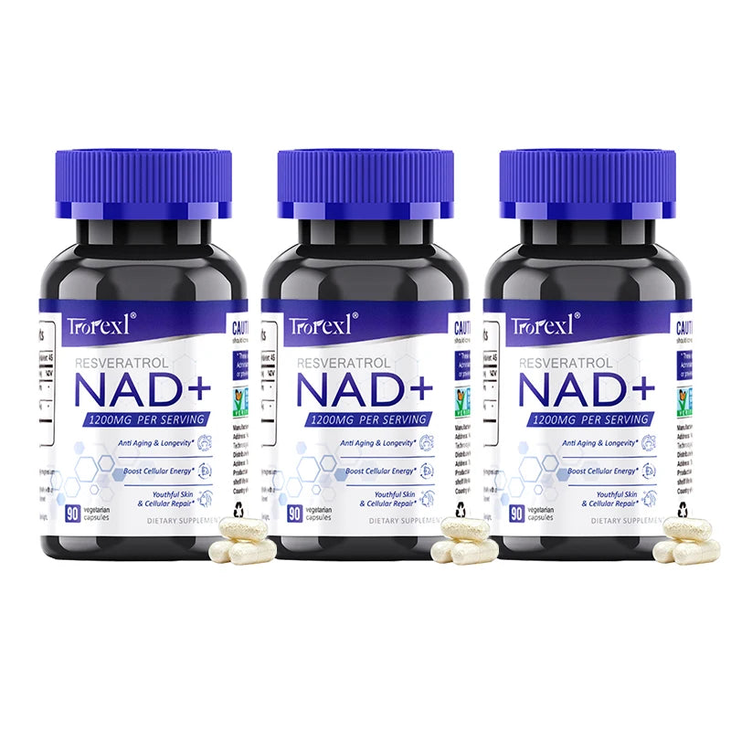 NAD + Resveratrol Supplement NAD Plus Boosting - Supports Cellular Energy, Anti-aging, Metabolism, Skin Health