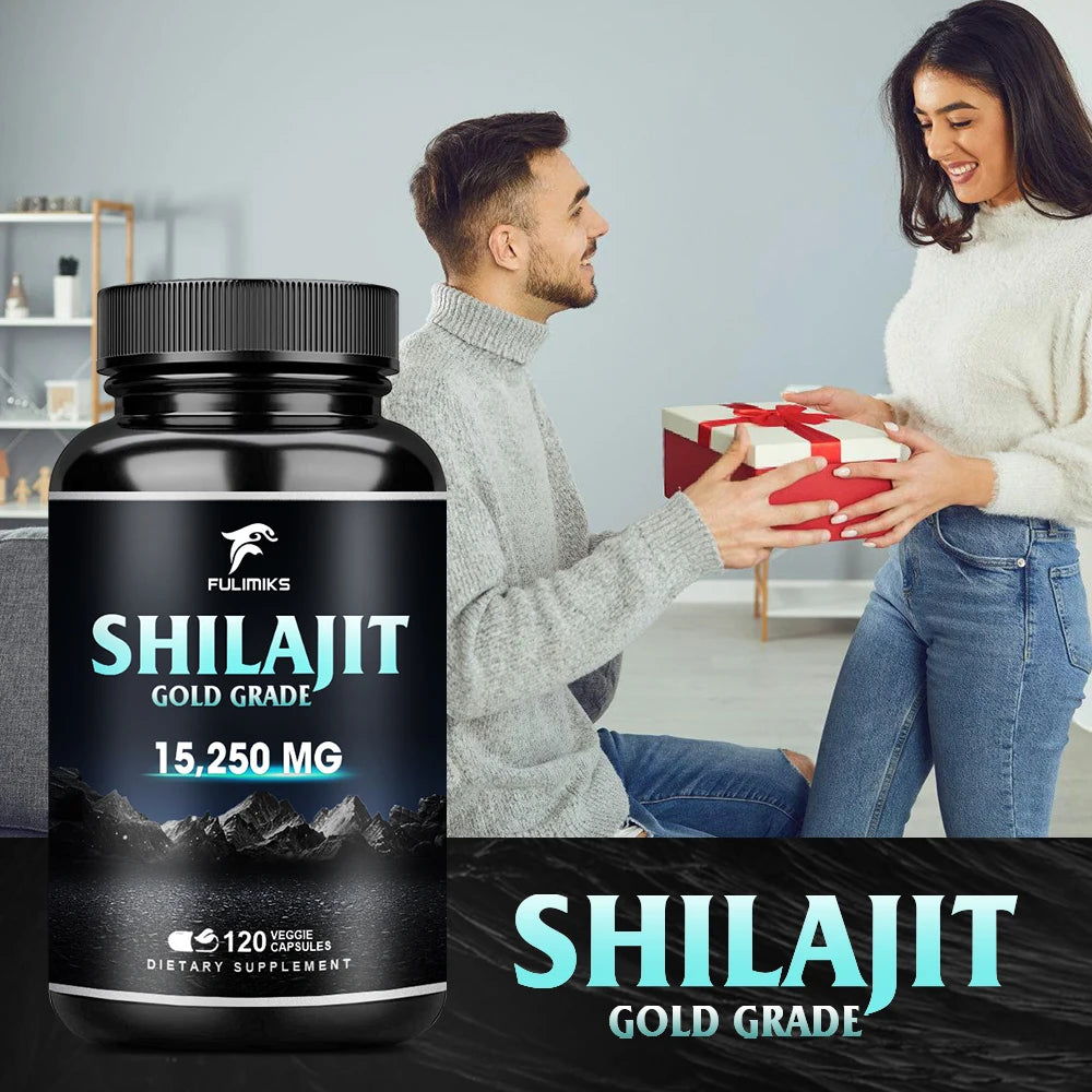 Pure Shilajit Supplement, Immune Support, Support Men and Women's Overall Health, Replenishes Body Minerals, 120 Capsules