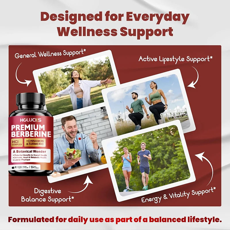 Berberine Supplements, with Cinnamon & Turmeric, Support Metabolic Health, Immune Balance & Wellness  for Daily Life