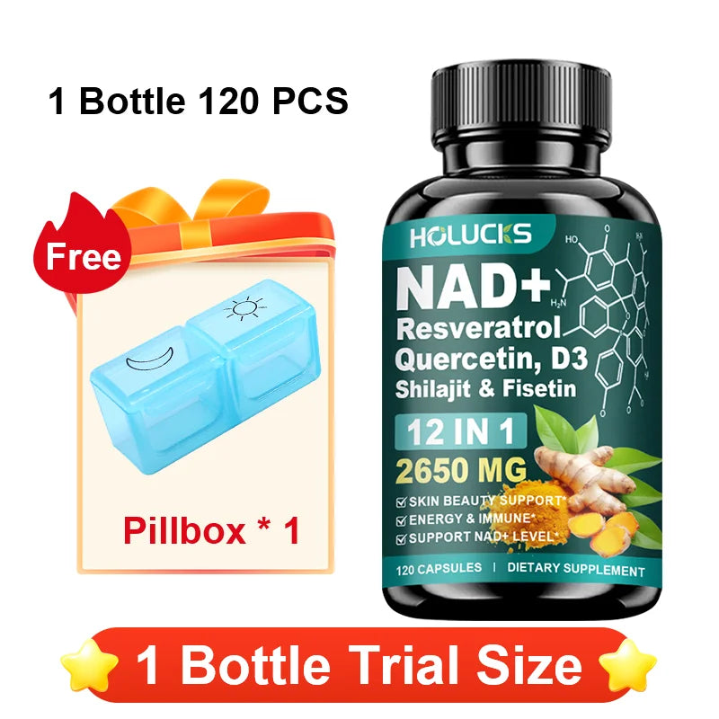 High Potency NAD+ Supplement, with Quercetin, Fisetin, Support Daily Vitality, Skin & Nails Health, Immune, Overall Well-Being