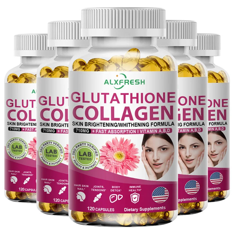 Multi Collagen Pills with Hyaluronic Acid + Vitamin C | Hydrolyzed Collagen Glutathione | for Women & Men Skin Nail Hair Health