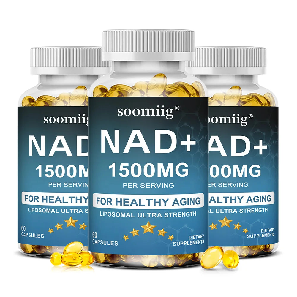 NAD+ Supplement-with Trans-Resveratrol, Support Skin Health, Cell Repair, Brain Cognition, Anti-Aging, Antioxidant, 120 Capsules
