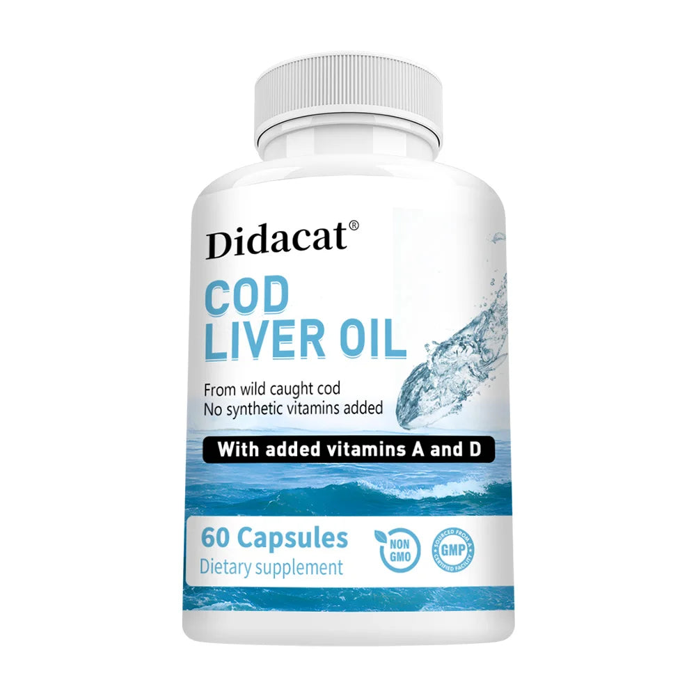 Cod Liver Oil Plus Vitamins A and D Dietary Supplement Softgels for Immune Health, Promoting Bone, Skin Health, Vision Support