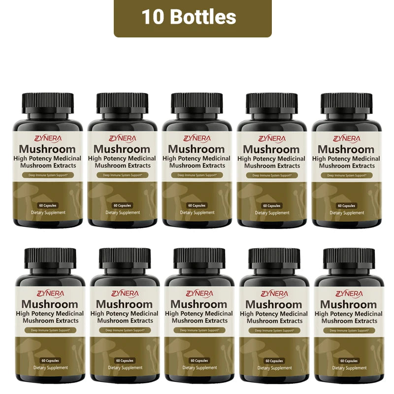 Mushroom Complex Capsules Supplement Support Immunity and Focus Health Boost Memory Protect Brain Nerves for men women stressful