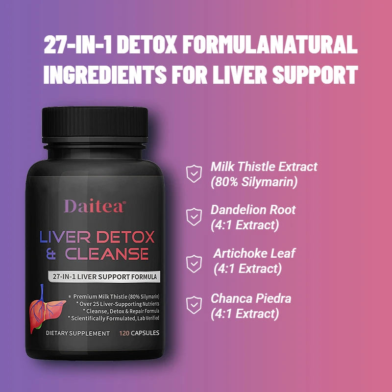 Liver Cleanse Detox Health Supplement With Milk Thistle Supports Healthy Liver Function Men & Women 30/60/120 Capsules