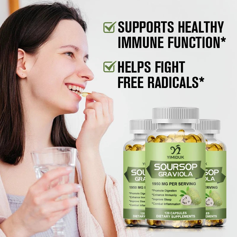 YIMIDUK Graviola Soursop Supplement, Supports Immune Health, Digestive Comfort, Sleep Quality & Overall Body Wellness Daily