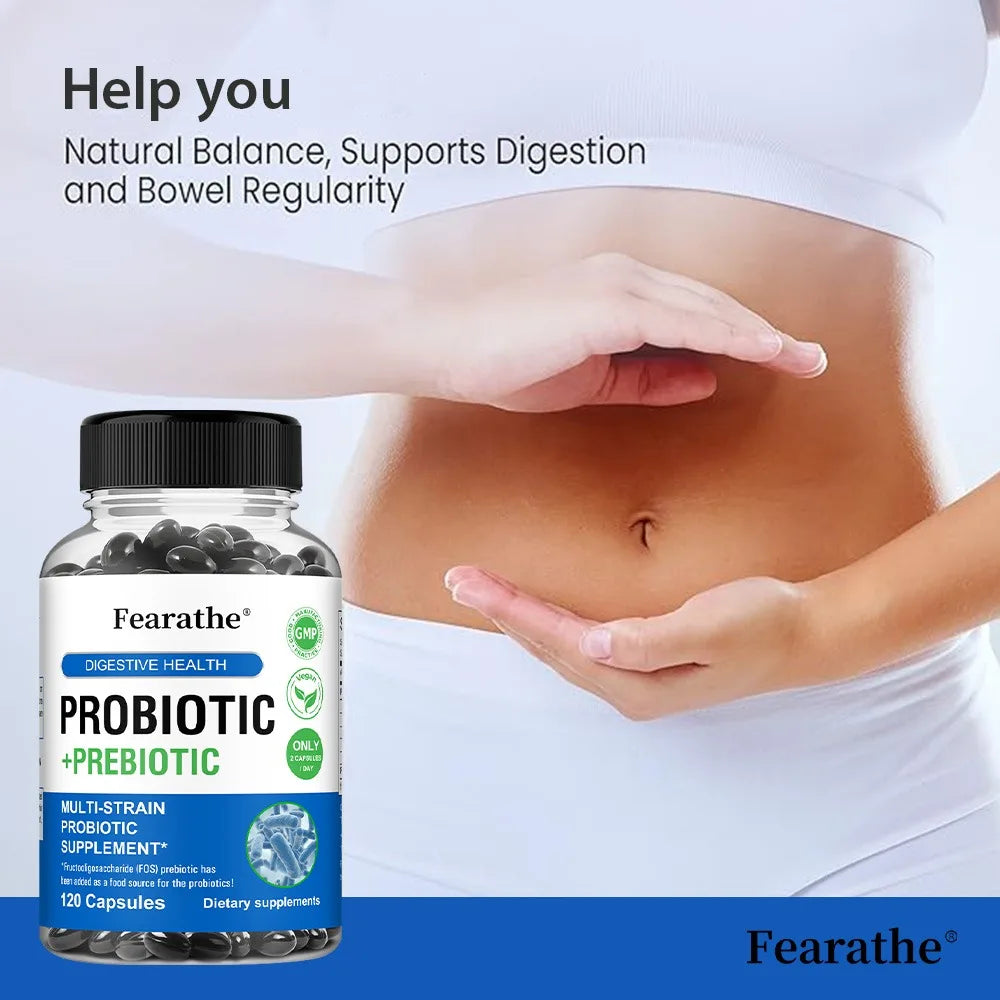 Prebiotics and Probiotics Gut Health Supplement - Digestive Health Acidophilus Probiotic Capsules with Men and Women